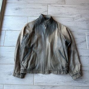 Y2K SAKS FIFTH AVENUE WASHED BROWN LEATHER JACKET